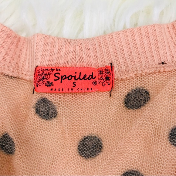 Spoiled Polkadots Cardigan Size S Black/Peach 144 - Picture 7 of 8